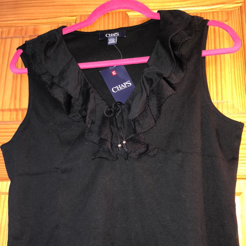 Black Chaps Ruffle Sleeveless Top - Picture 2 of 2